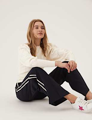 Cotton Rich Textured Crew Neck Jumper