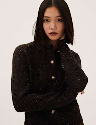 Textured Crew Neck Cardigan