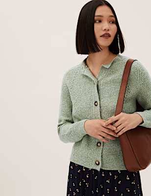 Ribbed Crew Neck Cardigan