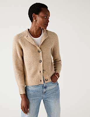 Ribbed Crew Neck Cardigan