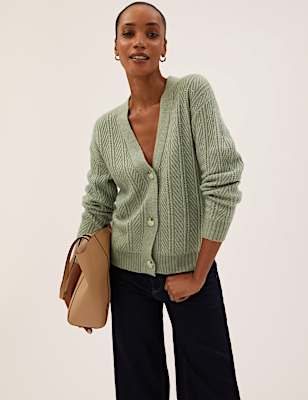 Recycled Blend Textured V-Neck Cardigan