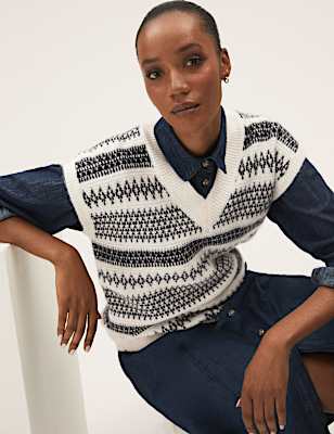 Recycled Blend Fair Isle Knitted Vest
