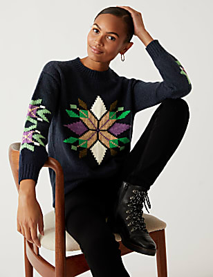 Recycled Blend Patterned Relaxed Jumper