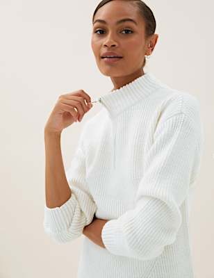 Funnel Neck Half Zip Jumper