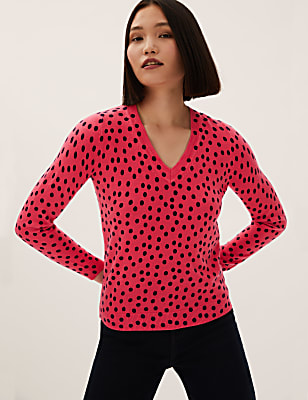 Supersoft Polka Dot V-Neck Jumper