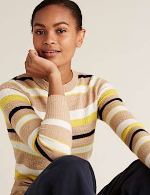 Soft Touch Striped Textured Fitted Jumper