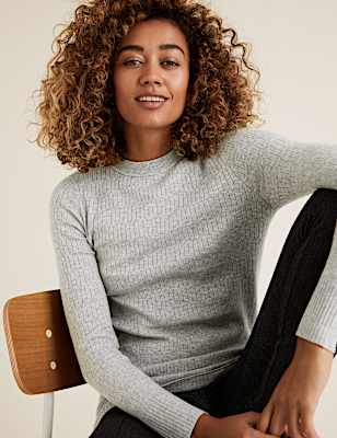 Soft Touch Brick Stitch Crew Neck Jumper
