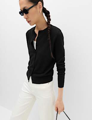 Crew Neck Button Through Cardigan
