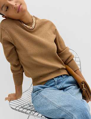 Crew Neck Waisted Slim Fit Jumper