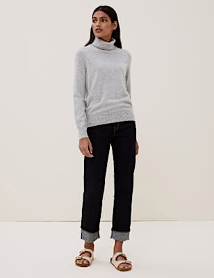 Pure Cashmere Roll Neck Jumper