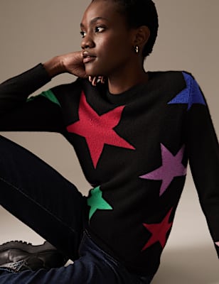 Pure Cashmere Star Crew Neck Jumper