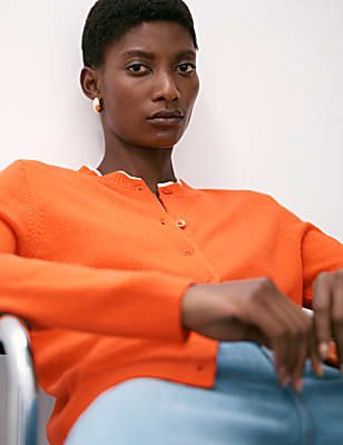 Pure Cashmere Tipped Detail Cardigan