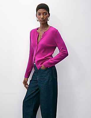 Pure Cashmere Crew Neck Cardigan