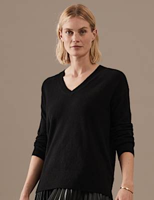 Pure Cashmere V-Neck Relaxed Jumper