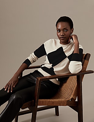 Pure Cashmere Patterned Crew Neck Jumper