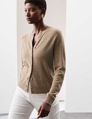 Pure Cashmere Crew Neck Relaxed Cardigan