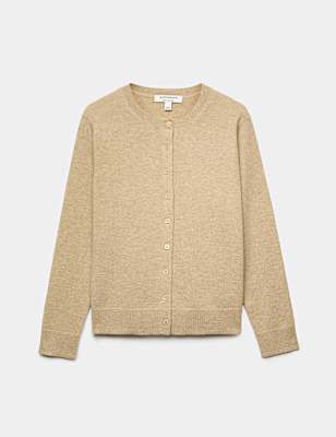 Pure Cashmere Crew Neck Button Front Cardigan