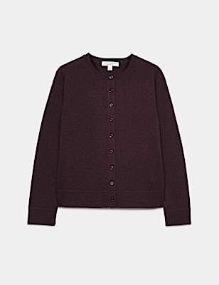 Pure Cashmere Crew Neck Button Front Cardigan
