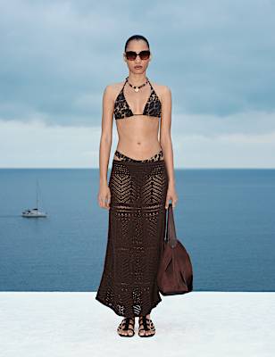 Cotton Rich Pointelle Knitted Maxi Skirt