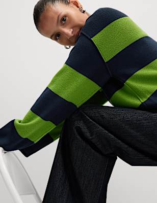 Soft Touch Striped Crew Neck Jumper
