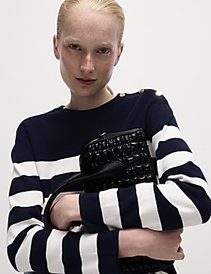 Soft Touch Striped Button Detail Jumper