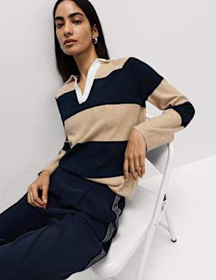 Soft Touch Striped Knitted Rugby Top