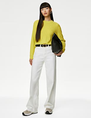 Merino Wool With Cashmere Ribbed Jumper