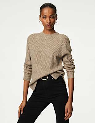 Merino Wool With Cashmere Ribbed Jumper