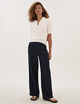 Polo Neck Short Sleeve Knitted Top