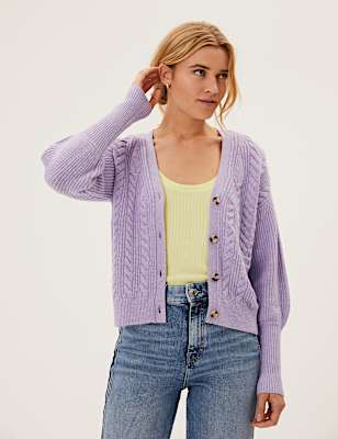 Soft Touch Cable Knit V-Neck Cardigan