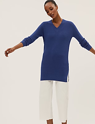 Soft Touch Textured V-Neck Relaxed Jumper