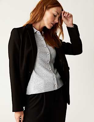 Ribbed Collared Cardigan