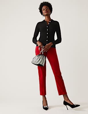 Ribbed Collared Cardigan