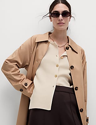 Textured Crew Neck Button Front Cardigan