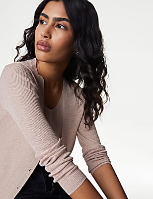 Sparkly V-Neck Button Front Cardigan