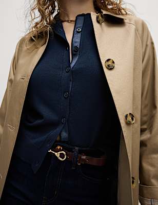 Crew Neck Button Front Cardigan