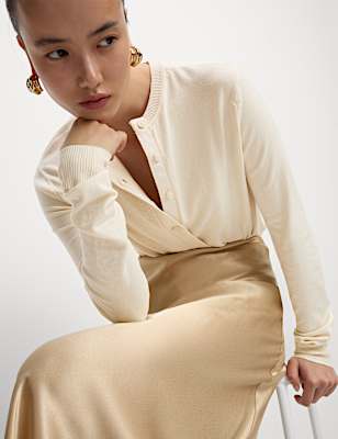 Crew Neck Button Front Cardigan