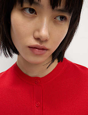 Crew Neck Button Front Cardigan