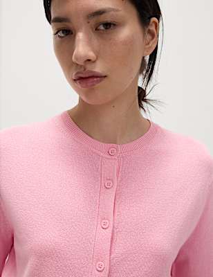 Crew Neck Button Front Cardigan