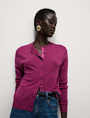 Crew Neck Button Front Cardigan