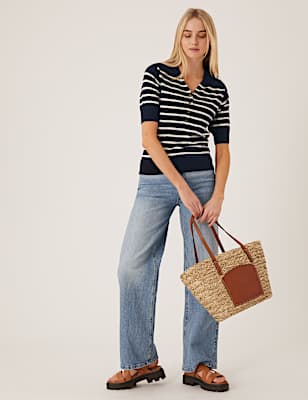 Cotton Rich Striped Knitted Top