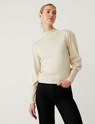 Sparkly Funnel Neck Jumper