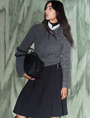 Wool Blend V-Neck Jumper with Mohair