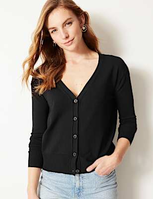 V-Neck Button Detailed Cardigan