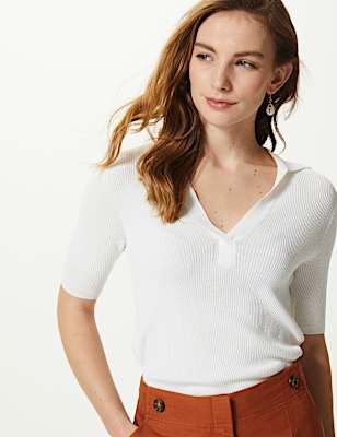 Ribbed Short Sleeve Knitted Top