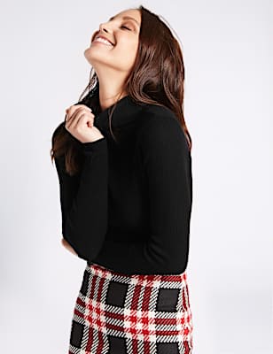 Ribbed Roll Neck Jumper