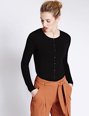 Button Through Round Neck Cardigan