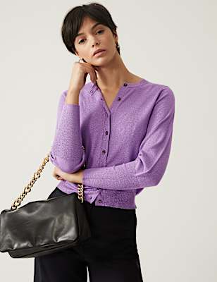 Sparkly Crew Neck Button Through Cardigan