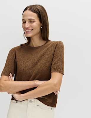 Cotton Rich Boucle Slim Fit Knitted Top