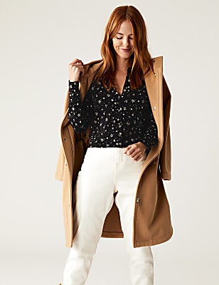 Star Crew Neck Button Front Cardigan